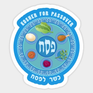 Happy Passover Festival. Passover Seder plate. "Kosher for Passover" - Lettering Jewish Holiday Party Decoration Sticker